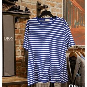 Cotton & Co Men's Shirt Blue Stripe Design Pocket 100% Cotton Classic Size XXL